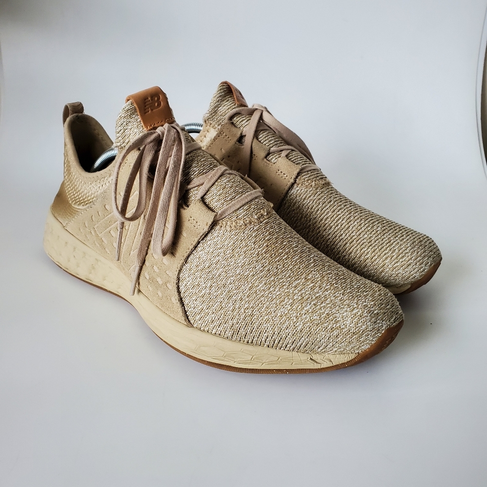 New Balance Mens Fresh Foam Knit Suede Cruz Casual Sneakers Tan Size 12